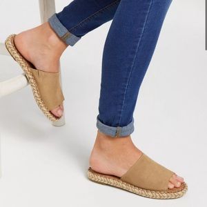 TOMS clarita suede slip on espadrille sandals in tan